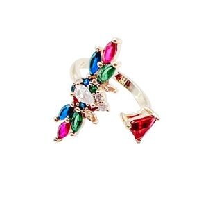 Vibrant Red and Green Ring with Intricate Design